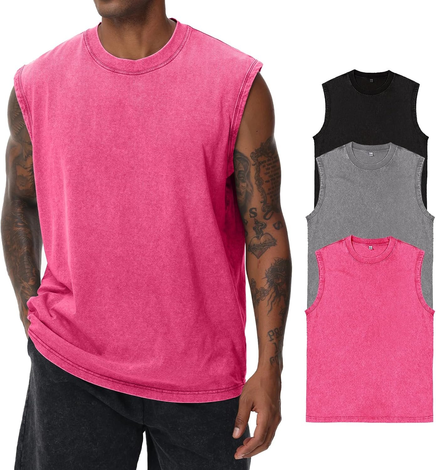 813dSHtzNcL._AC_SL1500_ Mens Loose‑Cut Sleeveless Muscle Tank Shirts, Cotton Tees Made for Gym, Running and Beach‑side Leisure - Image 1