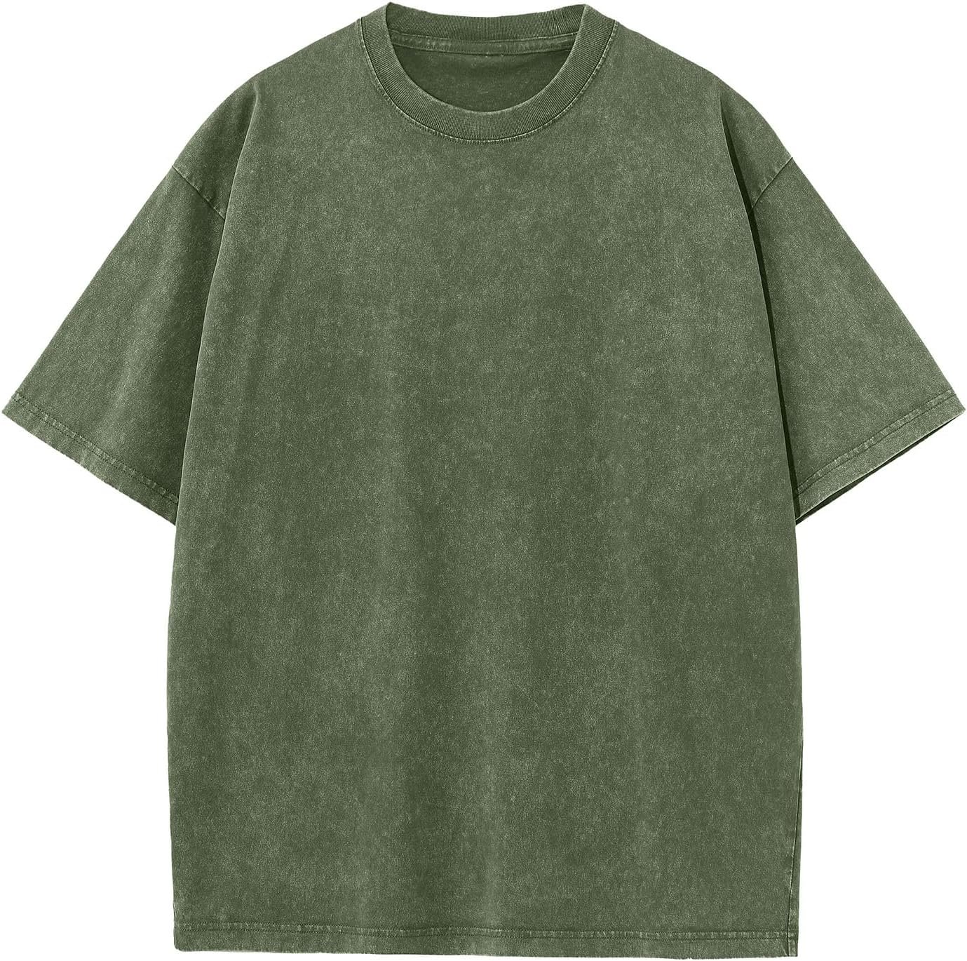 81eoJEu0OEL._AC_SL1500_ Men’s Loose Washed Solid Cotton Short‑Sleeve Tees, Unisex Oversized‑Fit Casual Basic Shirts - Image 1