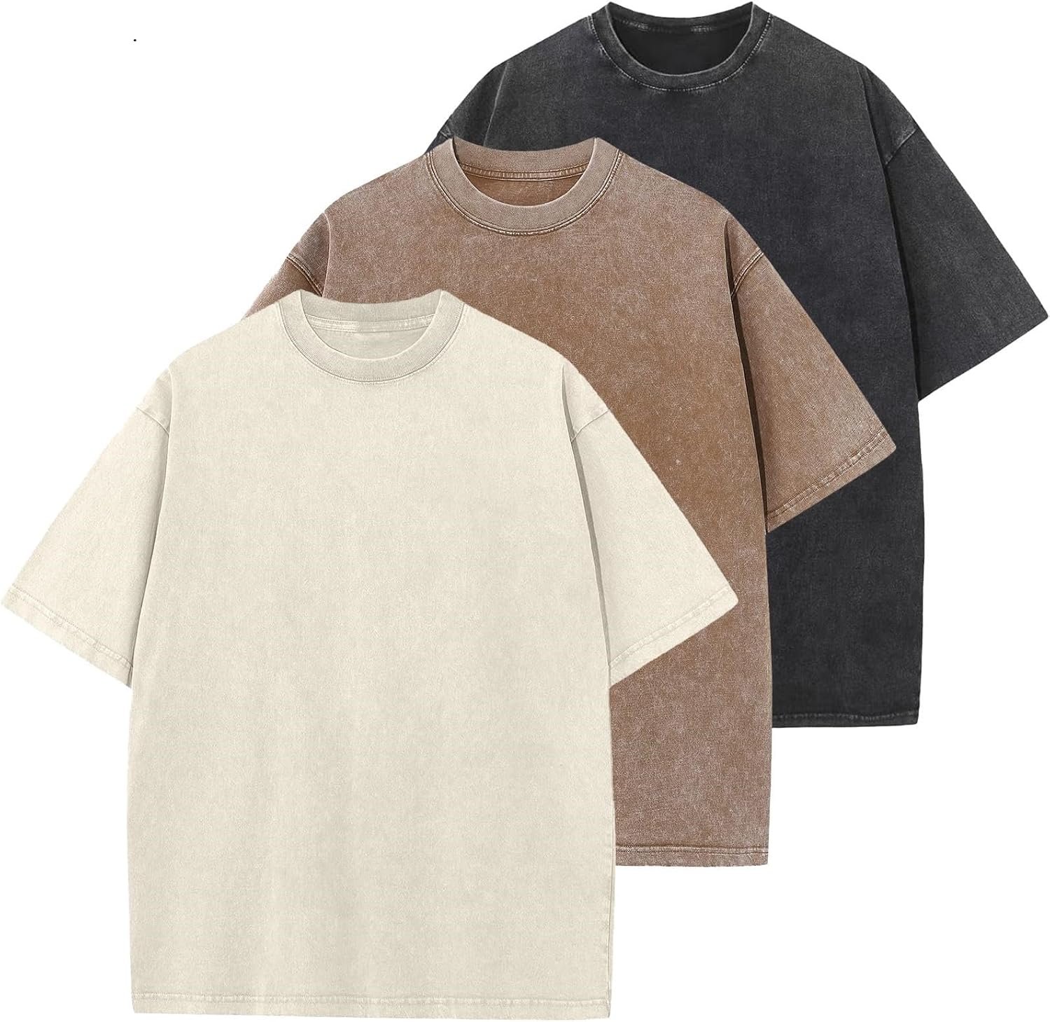 71xjtK6qP2L._AC_SL1500_ Men’s Solid‑Hue Washed Cotton Shirts, Unisex Oversized Short‑Sleeve, Loose‑Fit Casual Basic Tees - Image 1