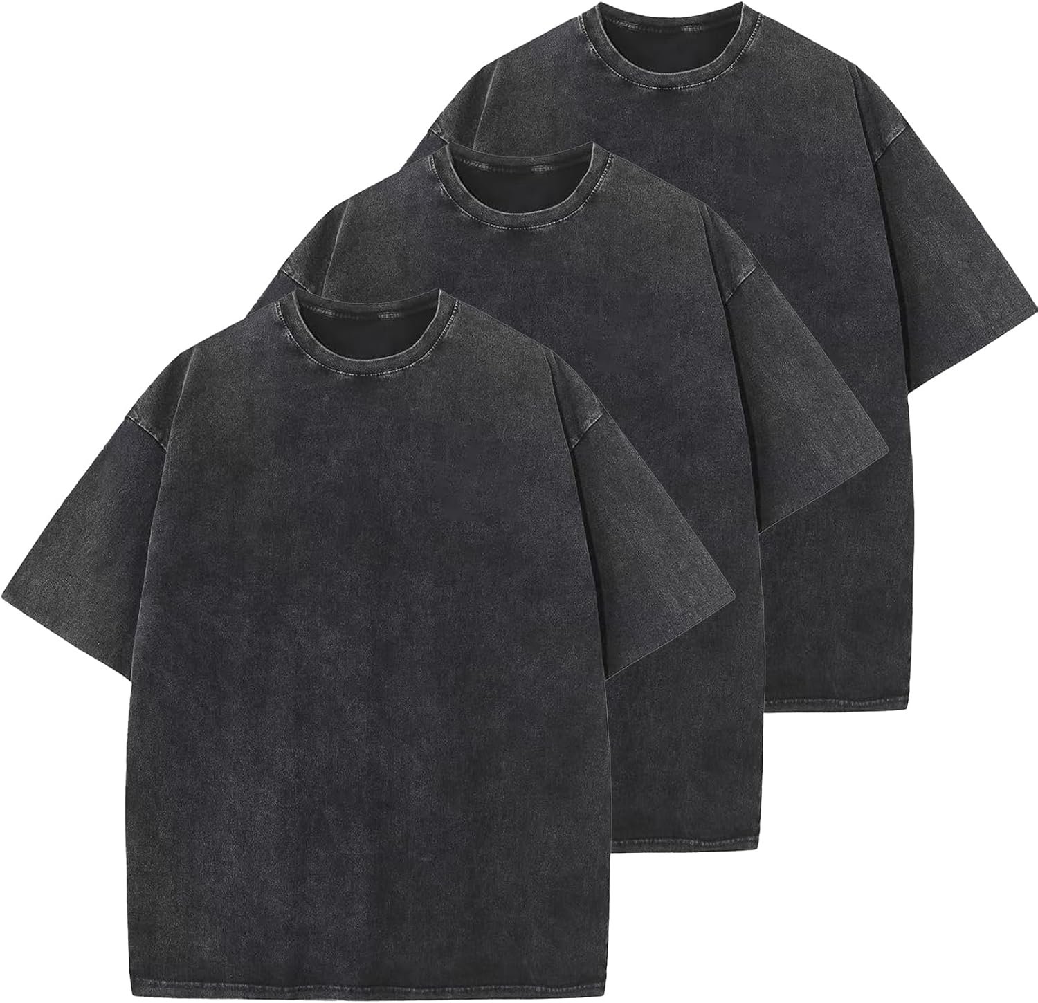 71vHROnBJL._AC_SL1500_ Men’s Unisex Oversized Cotton Tops, Loose Washed Solid‑Tone Short Sleeve Daily Basic T‑Shirts - Image 1