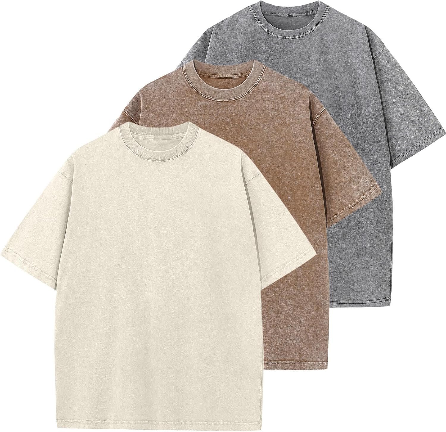 81J0NIluH4L._AC_SL1500_ Oversized Short‑Sleeve Cotton Tees Unisex, Men’s Loose Washed Solid‑Color Casual Basic Tops - Image 1