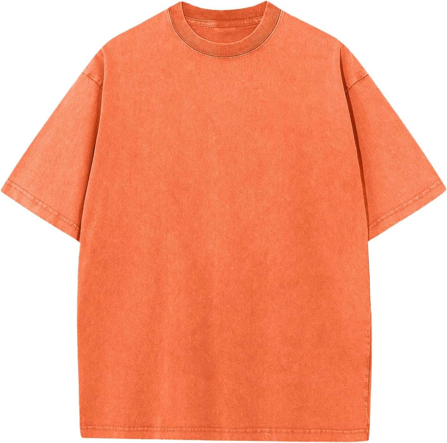 71c5VtcnhUL._AC_SL1500_ Unisex Loose Washed Short‑Sleeve Cotton Tops, Men’s Oversized Solid‑Tone Casual Basic T‑Shirts - Image 1