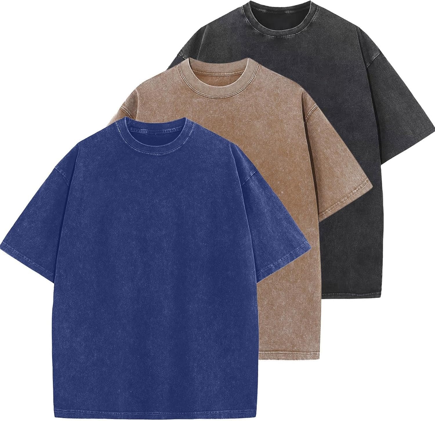 81PPUsqXIfL._AC_SL1500_ Unisex Oversized Washed Cotton Short‑Sleeve Tops, Men’s Solid‑Color Loose Casual Basic Tees - Image 1